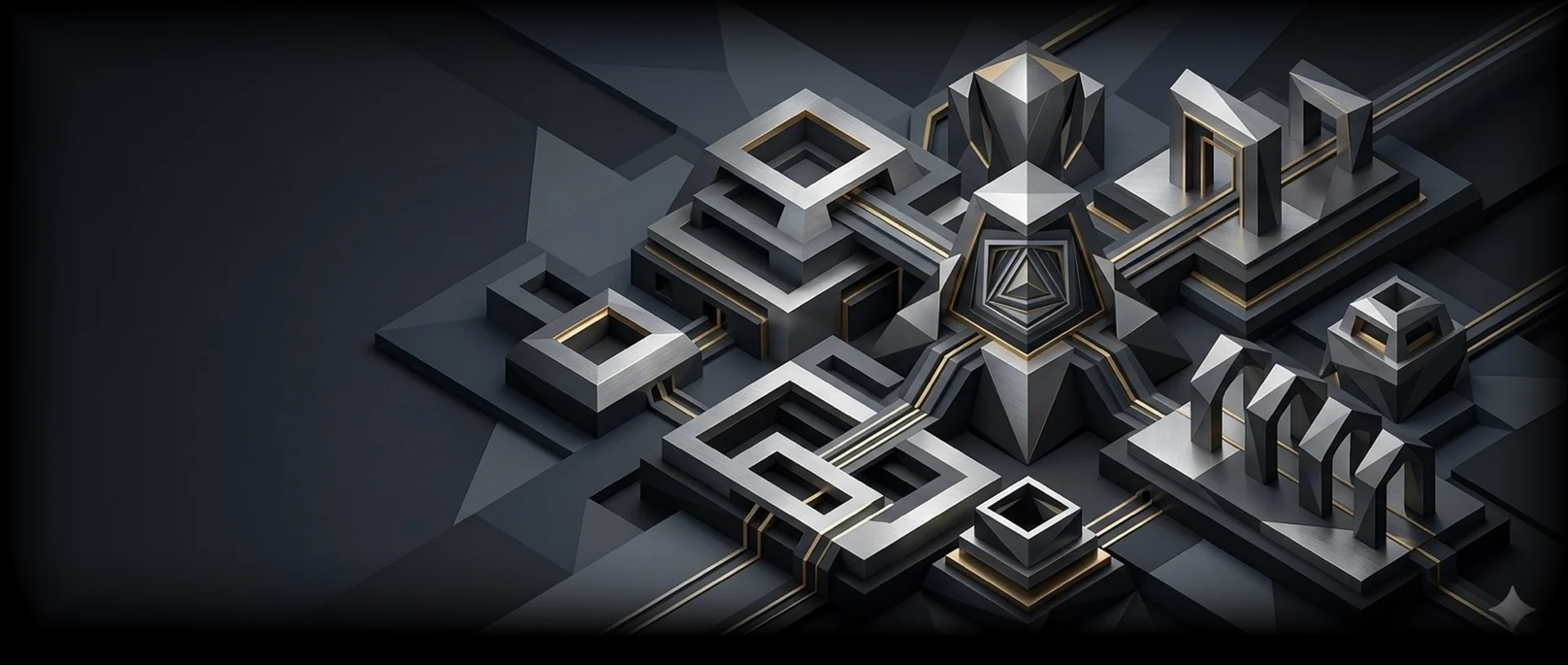 Abstract geometric architecture representing connected review evidence